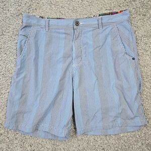 Lululemon Shorts Men 36 (Fits 33x8) Blue Striped Summer Preppy Chino Logo Beach‎